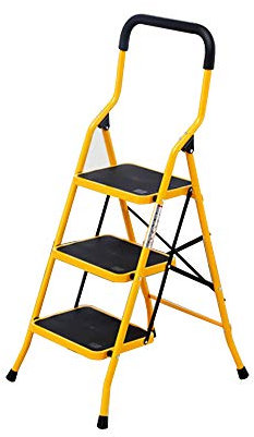 Step stool Escabeau Domestique, escabeau Pliable, escabeau à Chevrons, escabeau Multifonctionnel, escabeau Portable, escabeau en Fer, escabeau Mobile d'intérieur, escabeau épaissi (Couleur Jaune)