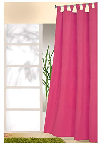 heimtexland ® Dekoschal mit Schlaufen und Kräuselband Uni Blickdicht Aber lichtdurchlässig - Vorhang einfarbig - Schlaufenschal Bandschal Ökotex Gardine Fuchsia HxB 245x140 Typ117