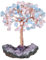 KYEYGWO Rosenquarz & Aquamarine Reiki Heilung Kristallbaum auf Natürlichen Amethyst Drusensegment Rohstück Base, Stein Geldbaum Feng Shui Bonsai Baum Figuren Ornament Haus Deko für Glück, Reichtum
