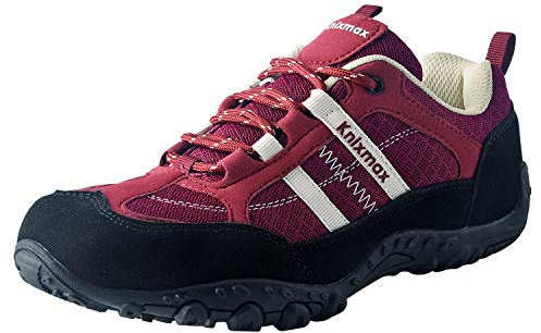 Knixmax Zapatillas de Senderismo para Mujer Zapatos de Montaña Zapatillas de Trail Running Ligeras Transpirable Antideslizante Zapatos de Trekking Rojo 42EU