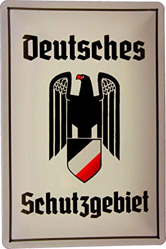 Blechschild 20x30 Deutsches Schutzgebiet mit Adler Wappen Schwarz Weiß Rot im Vintage Retro Design für Wohnung Garten Garage Werkstatt Hobby Raum Deutschland
