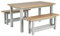 Home Source Kitchen Dining Table Set, 2 Benches, Oak Effect, Grey