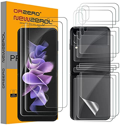 NEWZEROL 3 Sets Compatible for Samsung Galaxy Z Flip 3 5G Screen Protector TPU 3D Soft Protective Film for Galaxy Z Flip 3 - Transparent