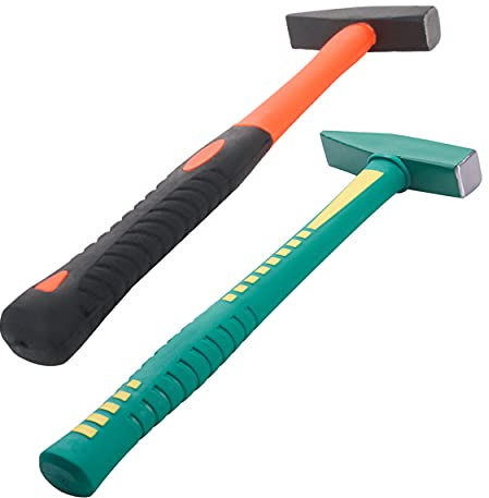 Heyiarbeit Marteau de réparation d'électricien en métal de 30 cm avec manche en fibre de 30 g et tête oblique carrée pour projets d'amélioration de la maison Couleur aléatoire 1 pièce