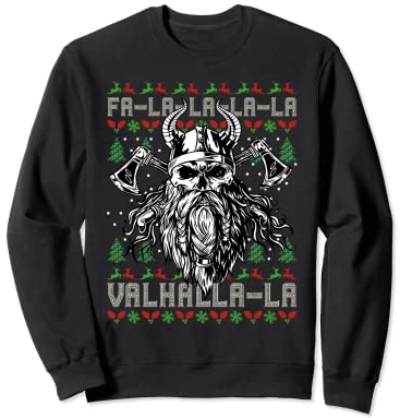 Viking Ugly Christmas Skull - Valhalla Viking Skull Sweatshirt