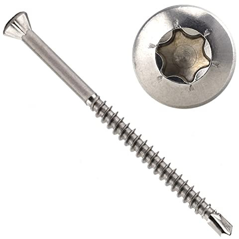 OPIOL QUALITY® Dielenschrauben TORX mit Linsenkopf 3,2x40 mm aus Edelstahl A2 V2A (100 Stück) Innensechsrund Holzschrauben Bohrspitze kleiner Zierkopf