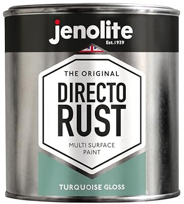 JENOLITE Directorust Turquoise Blue Gloss - Multi Surface Paint - For Use On Wood, Metal, Plastic, Ceramic & Rusted Surfaces - 1 Litre (RAL 6034)