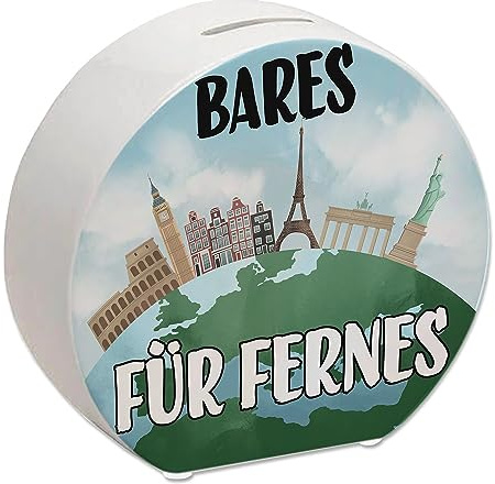 Bares für Fernes Spardose mit Reisemotiv und Sehenswürdigkeiten witziges Sparschwein als Geschenk für Reisende oder um auf den nächsten Städtetrip zu sparen Paris Rom New York