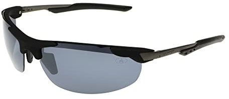 Ironman Starter Wrap-Around Sport Sunglasses for Men, Black, 75mm, Gray, 75mm