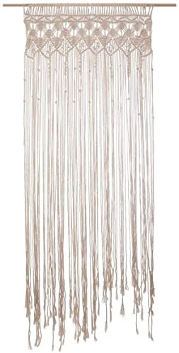 TIENDA EURASIA - Cortina Decorativa de Macrame, Cortina de Puerta Hilo Macrame, Estilo Bohemio, Medidas 90 x 200 cm, Barra de Madera Incluida