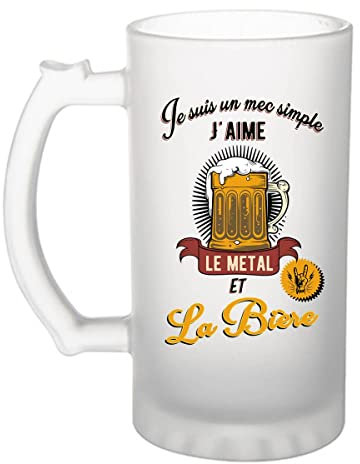 Planetee Chope de bière Métal et Bière | Verre à bière pinte Cadeau humour alcool et sport pour Fans de Métal