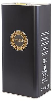 Oro Novello - Olio Extravergine Di Oliva 100% Italiano In Latta Da 5 Litri 90% Monocultivar Provenzale e 10% Rotondella, Estratto a Freddo, Non Filtrato