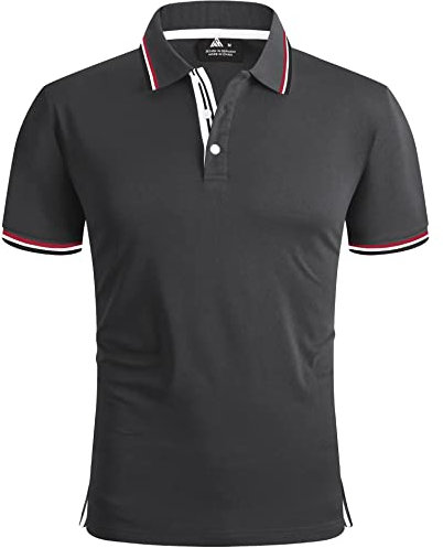 SwissWell Poloshirt Herren Kurzarm Atmungsaktiv Golf Tennis Sport Polo Shirts Sommer Freizeit T-Shirt Dunkelgrau L