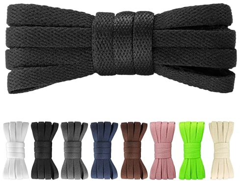 Yusimu Cordones Planos Negro para Zapatillas Deportivas, 8mm de Ancho, Cómodos y Resistentes, Ideal para Correr o Uso Diario, 90 cm - 3 Pares