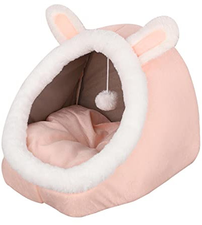 Leeadwaey Katzenbett Warm Nest Hundehütte Hundehütte Weiche Plüsch Schlafmatte Rosa S