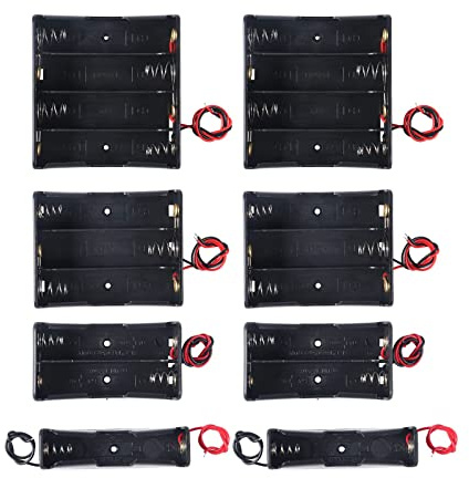 zalati Battery Holder 8pcs 1/2/3/4 Slots 3.7-14.8V Case with Connect Lead for 18650 Battery