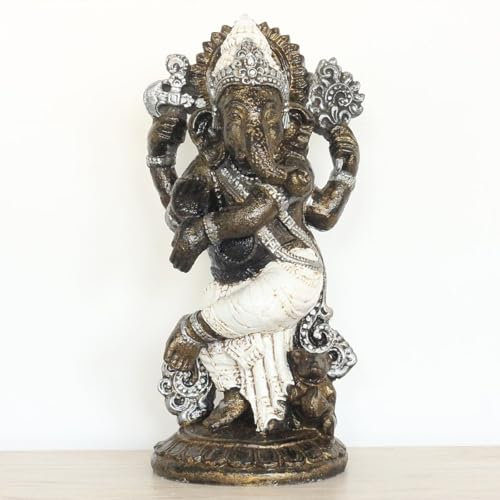 Oriental Galerie Figur Ganesha aus Resin stehend Indien Deko Yoga Dekofigur Dekoration Asien Weiß 52 cm