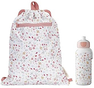 Little Dutch FB-TB-PU Set Kinderturnbeutel & Trinkflasche Pop-up - Flowers & Butterflies