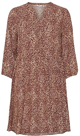 b.young BYMMJOELLA Vneck Dress 2 Damen Freizeitkleid Kleid Freizeitkleid mit 3/4-Arm Regular Fit, Größe:38, Farbe:Iced Coffee Mix (201901)
