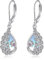 POPLYKE Pfau Drop Dangle Ohrringe für Frauen Sterling Silber Mondstein Ohrringe Pfau Vogel Feder Schmuck