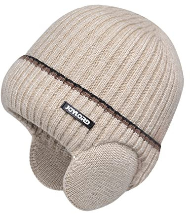 Wintermütze Strickmütze Unisex Mütze Fleece Gehörschutzmütze Leichte Long Übergangsmütze Leicht Slouch Beanie Mütze Weiche Beanie Ideale Beanie Mütze für Herbst und Winter Beige Saohuo