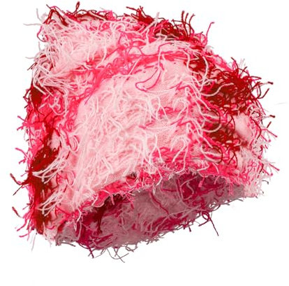 PEUTIER Distressed Strick Mütze, Flauschige Wintermütze Unisex Warm Personalisierte Stilvolle Mütze für Damen und Herren Outdoor-Winter-Accessoires (Verschiedenes Rosa)