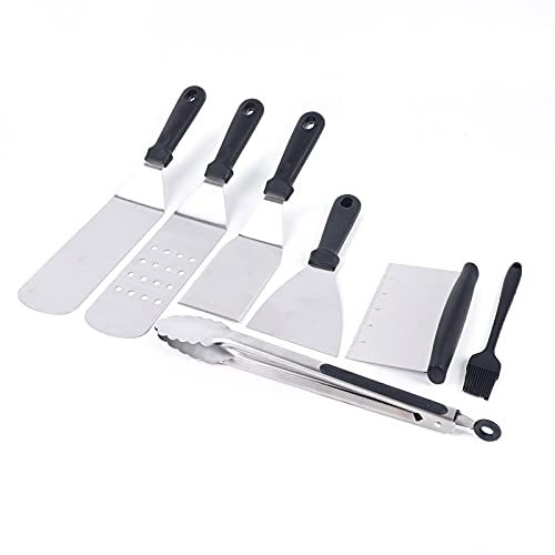 Profi BBQ-10-teiliges Edelstahl Grill Plancha Zubehör Set BBQ Grill Zubehör Teppanyaki Werkzeug, Outdoor Barbecue, 2Cr13 Stainless Steel + Pp Handle