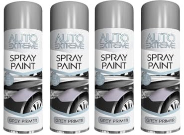 PEBBLE HUG All Purpose Spray Paint, Grey Primer Aerosol Paint, Ideal and Perfect Finish for Cars, Bikes, Vans, Metal and Wood, Quick Drying, 250ml (4 Pcs)