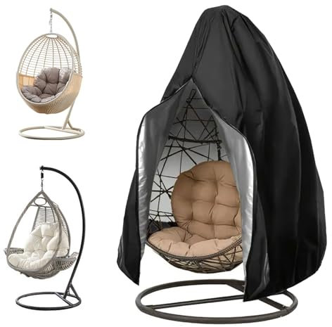 HRS Hängesessel Abdeckung Outdoor, 210D Oxford-Stoff Hängesessel Abdeckung Wasserdicht Winterfest UV-Anti, Schutzhülle Hängesessel mit Reißverschluss Kordelzug - Passend für Hängesessel 190 x 115 cm