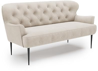 CAVADORE 2,5-Sitzer Küchensofa Amba, Trendige Sitzbank für Küche oder Esszimmer / 173 x 97 x 87 / Hochwertiges Flachgewebe: Naturweiß