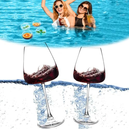 WANSHI Schwimmendes Weinglas Pool,Floating Wine Glass, Bruchsichere 18-Unzen-Weingläser am Pool,Ideal Für Strand, Bar, Camping (6)
