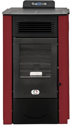 STUFE A PELLET ITALIA Colorado 12 Kw 5 Stelle Canalizzata WiFi - Stufa ad Aria Ventilata Efficienza 91% Scalda 120m² Autonomia 15H Certificata 5 Stelle 5 Potenze Programmabile Garanzia 24 Mesi Rosso