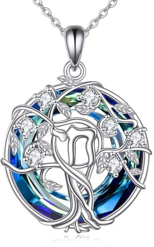 VENACOLY Chai Baum des Lebens Halskette 925 Sterling Silber Chai Kristall Jüdische Israel Anhänger Schmuck Geschenke für Frauen