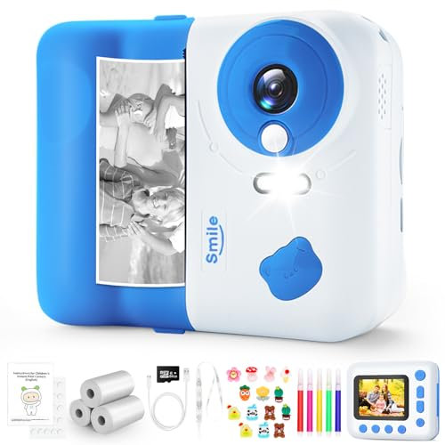 IEEILULU Camara Fotos Infantil Instantanea, 2,4 HD 1080P Camara Impresora Instantanea Niños Color con Tarjeta de 32 GB y Papel Fotográfico, Regalos Cumpleaños para Niñas de 3 a 12 Años (Azul)