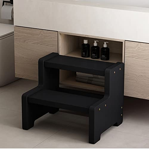 Holzleiter mit 2 Stufen, für Haushalt, Massivholz, Treppen, Klettern, Aktivitäten, 35,1 x 40,1 cm, Braun