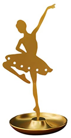 Présentoir à boucles d'oreilles ballerine à suspendre avec plateau porte-bague, doré