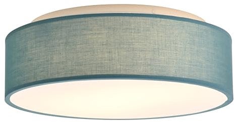 Zedelmaier Deckenlampe Stoff Rund 38cm E27x2 max.40W Deckenleuchte Blau Stoffschirm Wohnzimmer Schlafzimmer Küche Flur Kinderzimmer Lampe Decke Lampenschirm