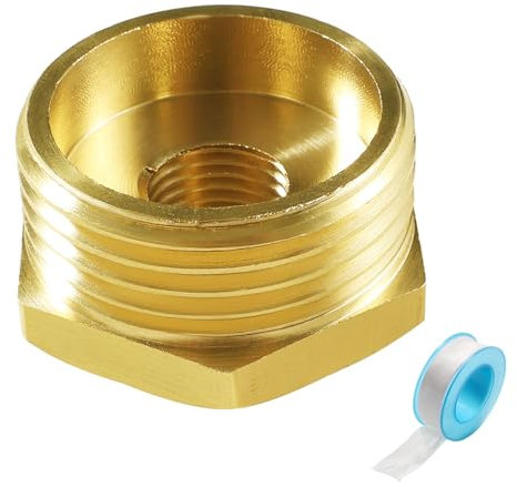 Lyeteung Réducteur en Laiton G1 Mâle vers G1/4 Femelle, Laiton Réduction Raccord Fileté, Réduction Adaptateur Hexagonal Raccord en Laiton avec Ruban de Matière Première, pour Tuyau