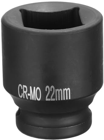 sourcing map Douille carrée à 4 points 1/2 22 mm Douille à choc carrée CR-MO Blackening Standard Douille pneumatique Outil pour réparation automobile entretien mécanique Usage domestique