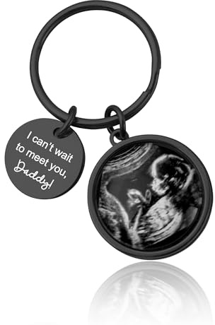 Generisch Personalisierter Baby-Ultraschall-Schlüsselring für werdenden Papa, Foto-Schlüsselring, Geschenk zum ersten Mal als Vater, Schwangerschaftsgeschenk, werdendes Geschenk für neuen Papa. S-009