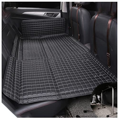 OLSKFUH Nicht Aufblasbare Automatratze, Faltbares Autobett Für SUV, Tragbare Auto-Campingmatratze Für Den Rücksitz, Reiseautobett Mit Lederoberfläche, Trägt 300 Kg/660 Lbs,Black-b-140cm