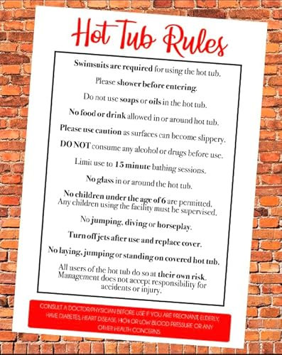 Hot Tub Rules Spa Rules Sign Self Adhesive Sticker A4 297mm x 210mm V2