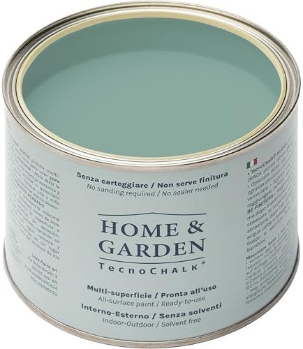 TecnoChalk® Home & Garden Nuova Chalk Paint Extra Forte - Non Richiede Finitura – Ricolora Senza Carteggiare Casa e Giardino - Vernice tutto-in-uno - Senza Solventi - Colore Carta Da Zucchero (500 ml)