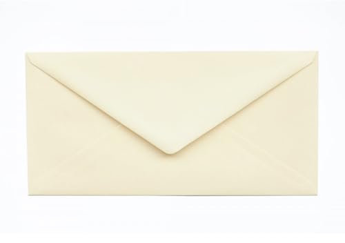 Kuvertwelt Briefumschläge DIN C6 (220x110mm) - Nassklebend - Hochwertige Umschläge in verschiedenen Stückzahlen 25 Stück Briefumschläge DIN Lang nassklebend Creme