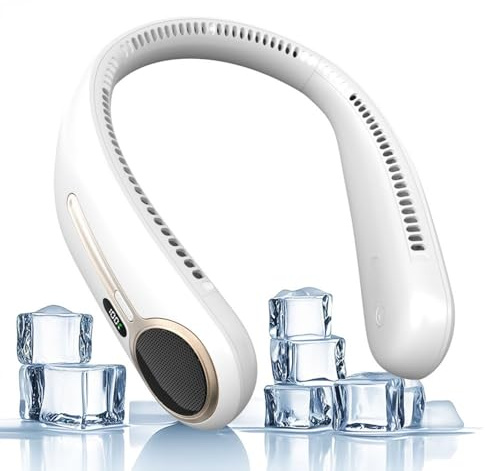 Ventilatore da collo portatile, senza pale, 6000 mAh, ricaricabile tramite USB, flusso d'aria a 360°, display a LED, 4 velocità, ventilatore a mani libere per esterni e interni, regalo di compleanno