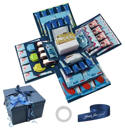 5-Lagige Kreative Explosions-Geschenkbox, 19,5x19,5cm Überraschung Box | Valentinstag, Geburtstag, Hochzeitstag DIY Explosions-Geschenkbox für Fotos, Kleine Geschenke, Romantische Geständnisse