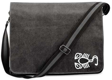Huuraa Umhängetasche Skorpion Sternzeichen Symbol Geschenk | Messenger Bag mit Schultergurt 14 Liter Schultertasche Canvas Laptoptasche Geschenkidee Crossbody Tasche