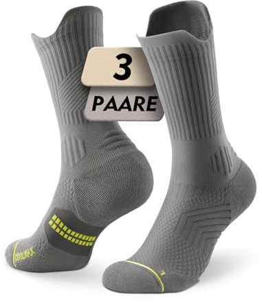 Juclise Chaussettes de course à pied en bambou Coolmax pour homme, compression, évacuation de l'humidité