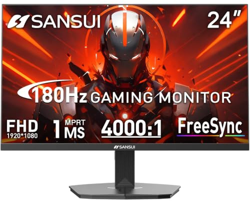 SANSUI - Gaming Monitor, 24 200Hz, 180Hz, FHD 1080P 1ms, 110% sRGB, HDMI DP VESA Ports Support for Gaming Office (HDMI Cable Included ES-G24F4H)