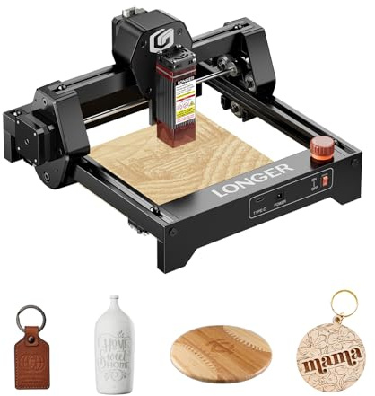LONGER Ray5 Mini Grabador Láser CNC 3.5W, Máquina de Grabado y Corte Láser de Alta Velocidad con Wi-Fi y Parada de Emergencia, para Madera, Metal, Acrílico y Cuero, Área de Trabajo 130 x 140 mm